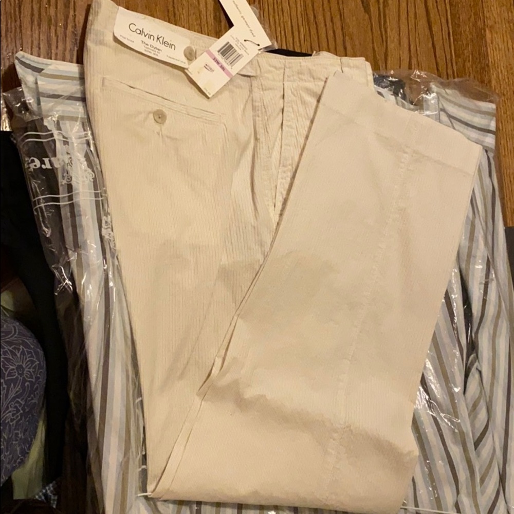 New Calvin Klein Mens Pants W32xL30 flat front